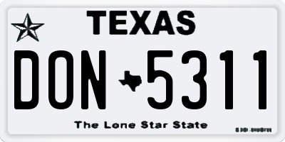 TX license plate DON5311