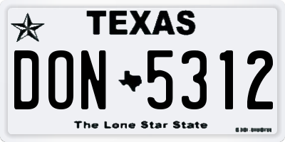 TX license plate DON5312