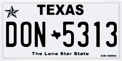 TX license plate DON5313