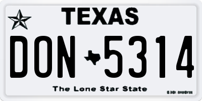 TX license plate DON5314