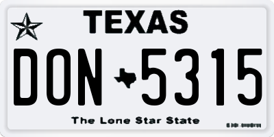 TX license plate DON5315