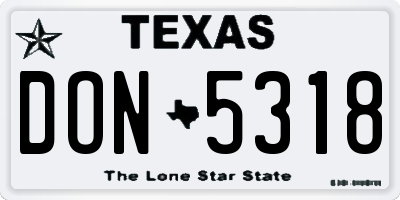 TX license plate DON5318