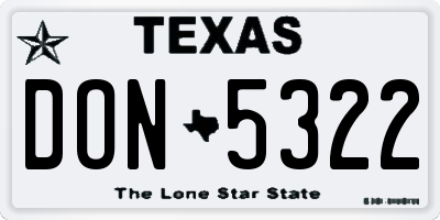 TX license plate DON5322