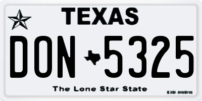 TX license plate DON5325