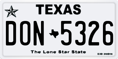 TX license plate DON5326
