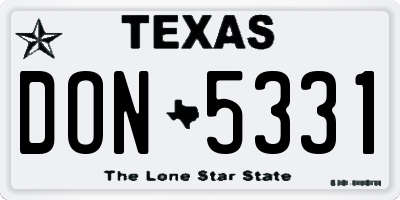 TX license plate DON5331