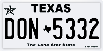 TX license plate DON5332