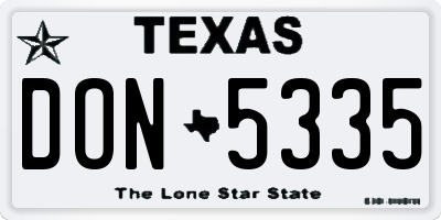 TX license plate DON5335