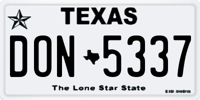 TX license plate DON5337