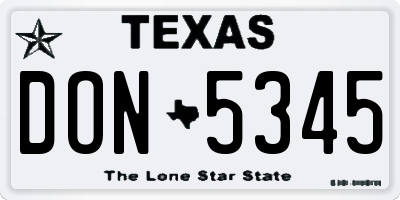 TX license plate DON5345