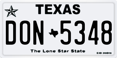 TX license plate DON5348
