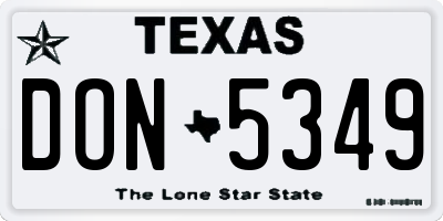 TX license plate DON5349