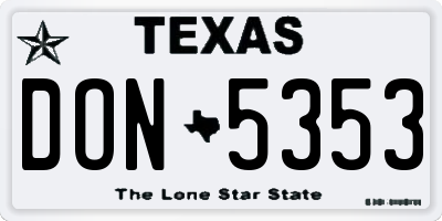 TX license plate DON5353