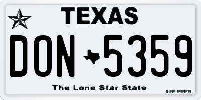 TX license plate DON5359