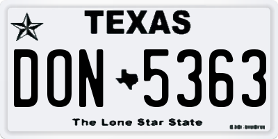 TX license plate DON5363