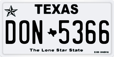 TX license plate DON5366