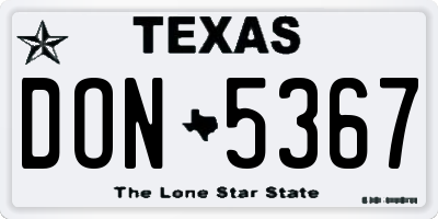 TX license plate DON5367