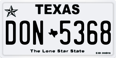 TX license plate DON5368