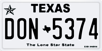 TX license plate DON5374