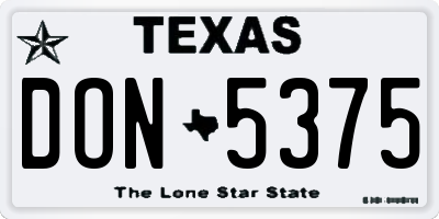 TX license plate DON5375