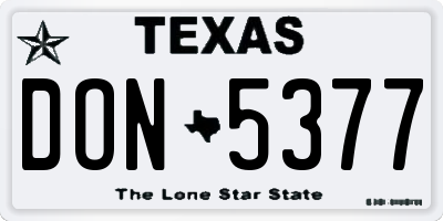 TX license plate DON5377