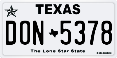 TX license plate DON5378