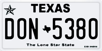 TX license plate DON5380