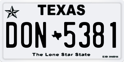 TX license plate DON5381