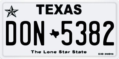TX license plate DON5382
