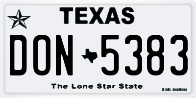 TX license plate DON5383