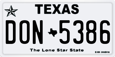 TX license plate DON5386
