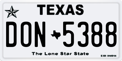 TX license plate DON5388