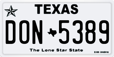 TX license plate DON5389