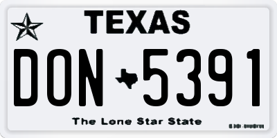 TX license plate DON5391