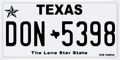 TX license plate DON5398