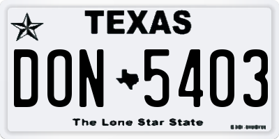 TX license plate DON5403