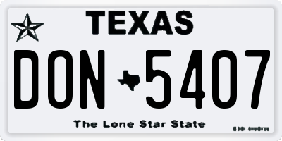 TX license plate DON5407