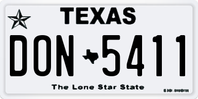 TX license plate DON5411
