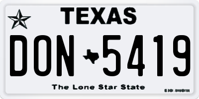 TX license plate DON5419