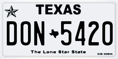 TX license plate DON5420