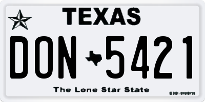 TX license plate DON5421