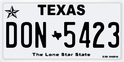 TX license plate DON5423