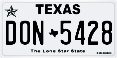 TX license plate DON5428