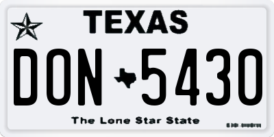 TX license plate DON5430
