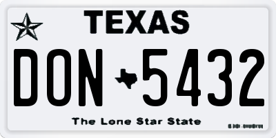 TX license plate DON5432