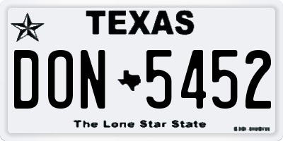 TX license plate DON5452