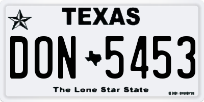 TX license plate DON5453