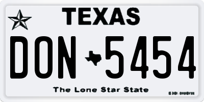 TX license plate DON5454