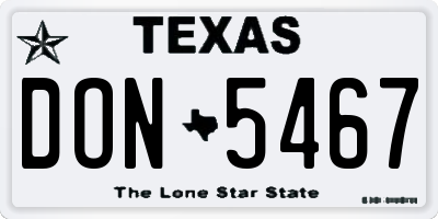 TX license plate DON5467