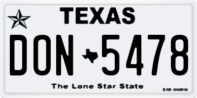TX license plate DON5478